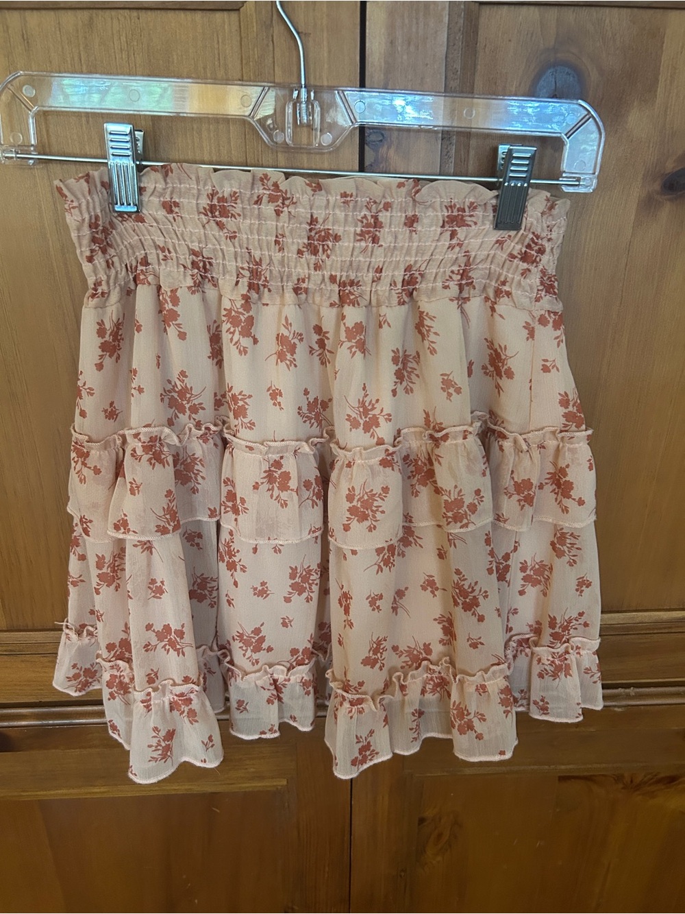 Altar'd State Pink Tiered Floral Mini Skirt/ lined